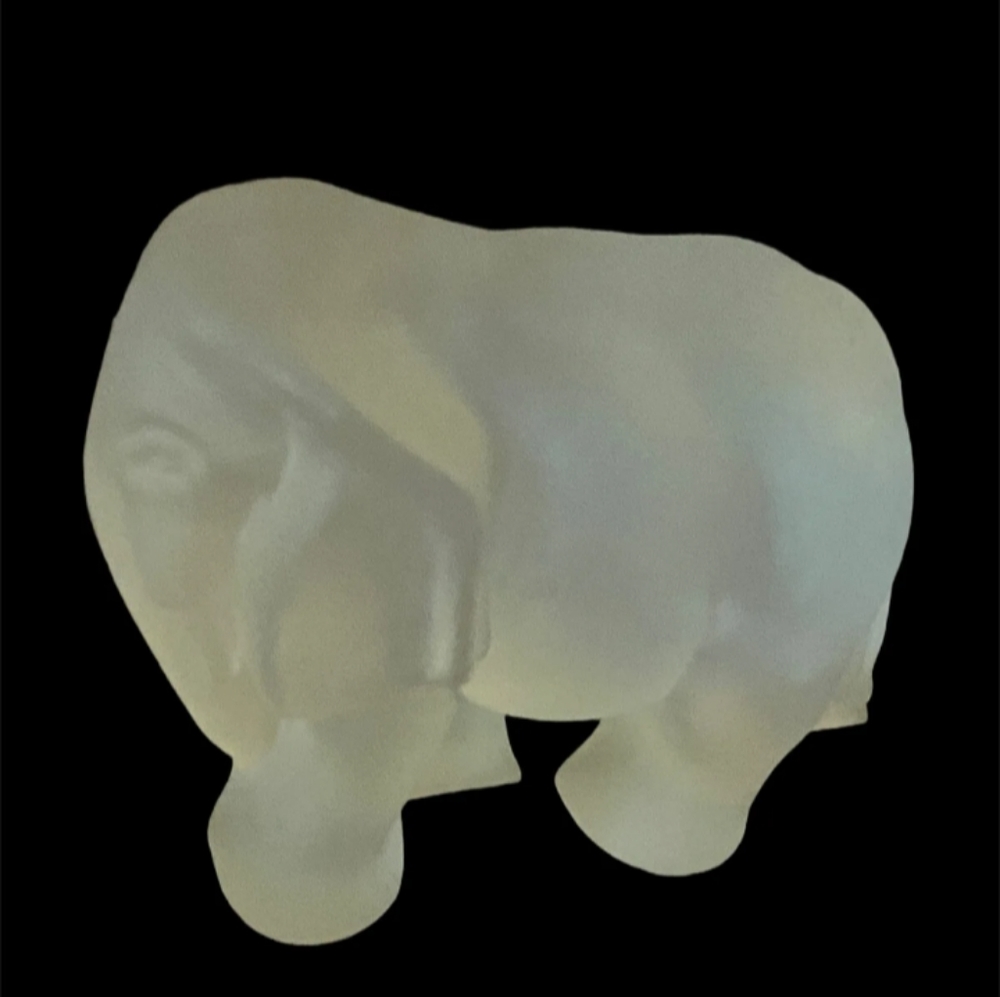 Vintage 1992 PG Frosted Translucent White Glass Elephant Taiwan, Mint Condition